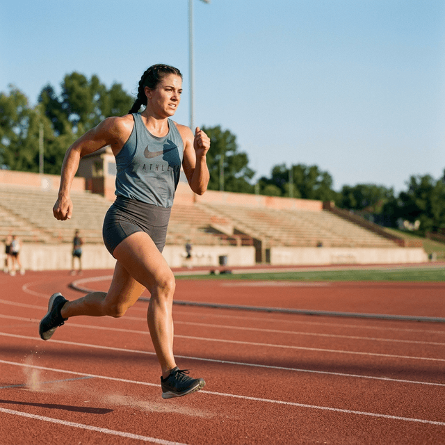 Atleta enfocada entrenando al aire libre