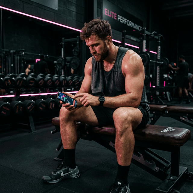 Atleta registrando su entrenamiento en el gimnasio